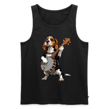 Beagle Dog Joueur de banjo bluegrass - Débardeur bio Premium Homme - noir - Devant - Michal (187cm)