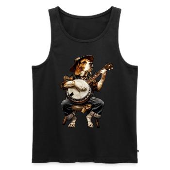 Beagle Dog Joueur de banjo bluegrass - Débardeur bio Premium Homme - noir - Devant - Michal (187cm)