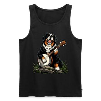 Bouvier Bernois Joueur de Banjo Bluegrass - Débardeur bio Premium Homme - noir - Devant - Michal (187cm)