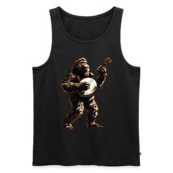 Bigfoot Sasquatch Yeti Bluegrass Banjo Player - Men's Premium Organic Tank Top - black - Front - Michal (187cm)