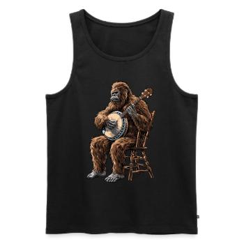 Bigfoot Sasquatch Yeti Bluegrass Banjo Spieler - Männer Premium Bio Tank Top - Schwarz - Vorne - Michal (187cm)