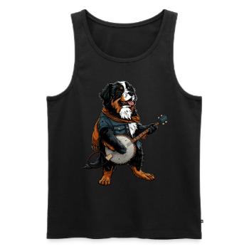 Bouvier Bernois Joueur de Banjo Bluegrass - Débardeur bio Premium Homme - noir - Devant - Michal (187cm)