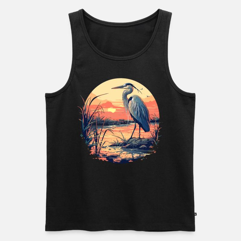 Heron Reiher - Männer Premium Bio Tank Top - Schwarz