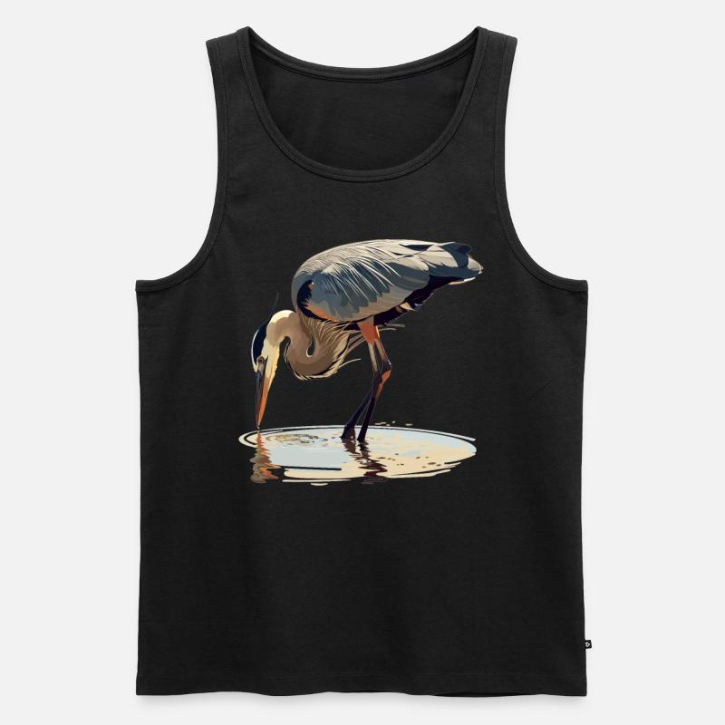 Heron Reiher - Männer Premium Bio Tank Top - Schwarz