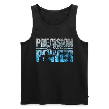 Bogenschießen Bogenschütze Precision over power - Männer Premium Bio Tank Top - Schwarz - Vorne - Michal (187cm)
