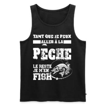 La pêche, Pêcheur idée cadeau - Débardeur bio Premium Homme - noir - Devant - Michal (187cm)