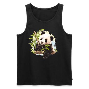 Panda géant Pandas Große Pandas Großer Panda - Débardeur bio Premium Homme - noir - Devant - AI Model Male 178 light (178cm)
