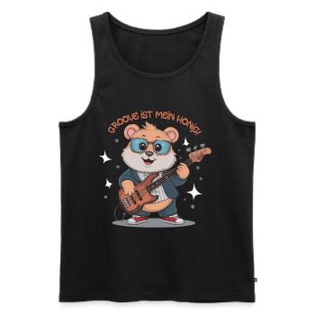 Bär mit Bass Gitarre - Groove ist mein Honig - Männer Premium Bio Tank Top - Schwarz - Vorne - Michal (187cm)