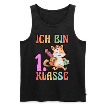 Katze Erste Klasse Schulkind Schulbeginn Einschulu - Männer Premium Bio Tank Top - Schwarz - Vorne - Michal (187cm)