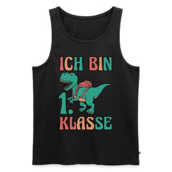 Dino Erste Klasse Schulkind Schulbeginn Einschulun - Männer Premium Bio Tank Top - Schwarz - Vorne - Michal (187cm)