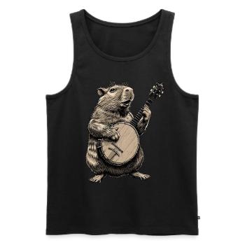 Capybara Capibara Bluegrass Banjo Spieler - Männer Premium Bio Tank Top - Schwarz - Vorne - AI Model Male 178 light (178cm)