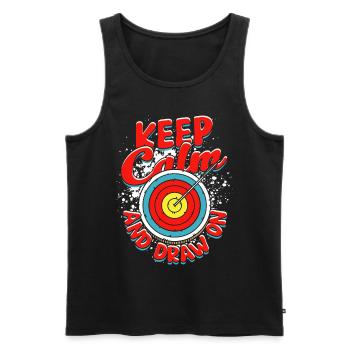 Bogenschießen Bogenschütze Keep calm and draw on - Männer Premium Bio Tank Top - Schwarz - Vorne - Michal (187cm)