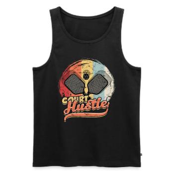Hustler sur le terrain de pickleball - Débardeur bio Premium Homme - noir - Devant - AI Model Male 178 light (178cm)
