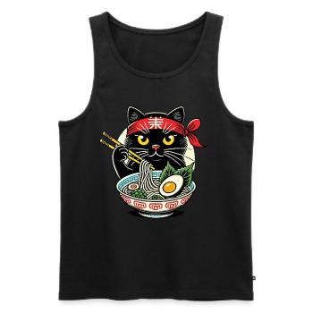 Cat, Ramen, Japanese Noodles, Funny Kawaii - Men's Premium Organic Tank Top - black - Front - Michal (187cm)