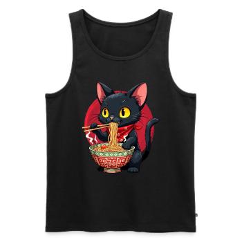 Cat, Ramen, Japanese Noodles, Funny Kawaii - Men's Premium Organic Tank Top - black - Front - Michal (187cm)