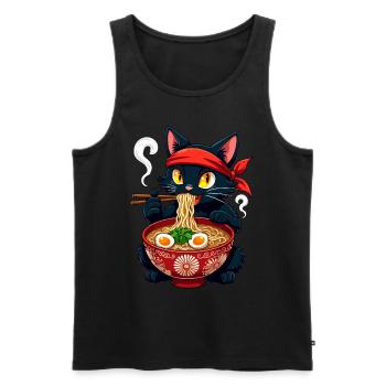 Cat, Ramen, Japanese Noodles, Funny Kawaii - Men's Premium Organic Tank Top - black - Front - Michal (187cm)