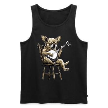 Chihuahua chien Bluegrass Joueur de banjo - Débardeur bio Premium Homme - noir - Devant - Michal (187cm)