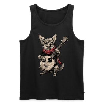 Chihuahua chien Bluegrass Joueur de banjo - Débardeur bio Premium Homme - noir - Devant - Michal (187cm)
