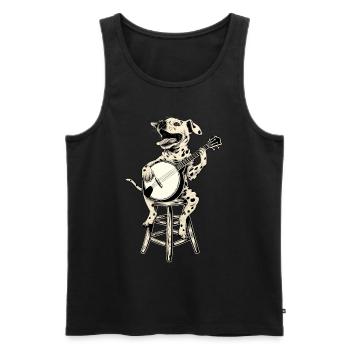 Chien dalmatien Joueur de banjo bluegrass - Débardeur bio Premium Homme - noir - Devant - Michal (187cm)