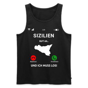 Sizilien Italien Urlaub Sicilia Idee - Männer Premium Bio Tank Top - Schwarz - Vorne - Michal (187cm)