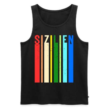 Sizilien Italien Urlaub Sicilia Idee - Männer Premium Bio Tank Top - Schwarz - Vorne - Michal (187cm)