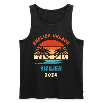 Sizilien Italien Urlaub 2024 Sicilia Idee - Männer Premium Bio Tank Top - Schwarz - Vorne - Michal (187cm)