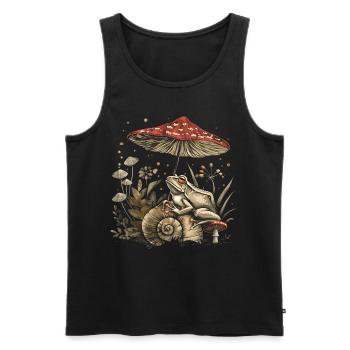 Cottagecore Esthétique Grenouille Coquille Champignon Witchy F - Débardeur bio Premium Homme - noir - Devant - Michal (187cm)