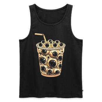 Weirdcore Aesthetic Eyeball Boba Tea Milktea Bubbl - Men's Premium Organic Tank Top - black - Front - Michal (187cm)