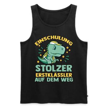 Kindergarten Leaver Dino School Start School Child Enrollment - Men's Premium Organic Tank Top - black - Front - Michal (187cm)