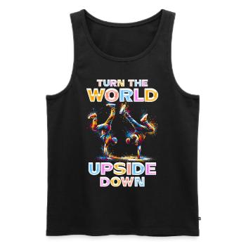 Breakdance Turn the World Upside Down - Men's Premium Organic Tank Top - black - Front - AI Model Male 178 light (178cm)