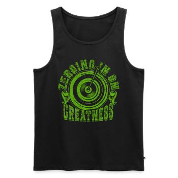 Bogenschießen Bogenschütze Zeroing in on greatness - Männer Premium Bio Tank Top - Schwarz - Vorne - AI Model Male 178 light (178cm)