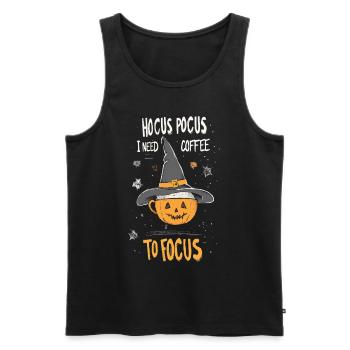 Hocus Pocus Halloween Pumpkin Coffee Witch Hat - Men's Premium Organic Tank Top - black - Front - AI Model Male 178 light (178cm)