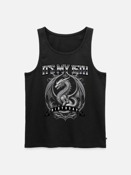 Dragon 15th Birthday Dragon - Men's Premium Organic Tank Top - black