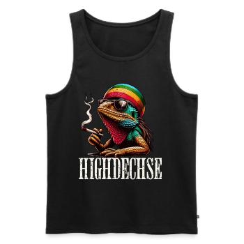 Highdechse Echsen Leguan Reptilien - Männer Premium Bio Tank Top - Schwarz - Vorne - Michal (187cm)