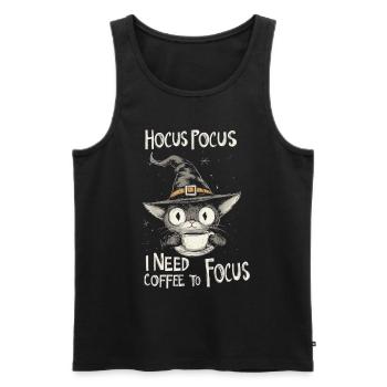 Hocus Pocus Katze Hexenhut Kaffee Lustig - Männer Premium Bio Tank Top - Schwarz - Vorne - Michal (187cm)