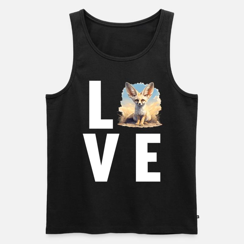 Fennec Fox Fenneks Fennek - Männer Premium Bio Tank Top - Schwarz