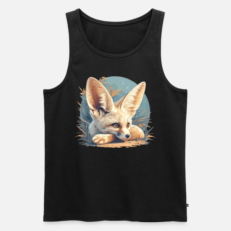Fennec Fox Fenneks Fennek - Männer Premium Bio Tank Top - Schwarz