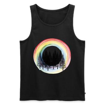 Fir Forest Rainbow Nature Lover - Men's Premium Organic Tank Top - black - Front - AI Model Male 178 light (178cm)