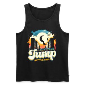 Parkour Parkour Runner Faites confiance à votre saut et non à la chute - Débardeur bio Premium Homme - noir - Devant - Michal (187cm)