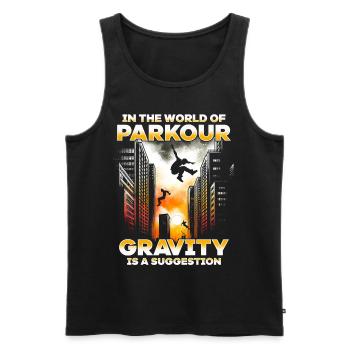 Parkour Parkour runner gravity is a suggestion - Men's Premium Organic Tank Top - black - Front - AI Model Male 178 light (178cm)