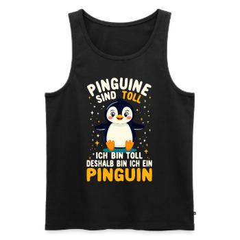 Pinguin Lustiges Pinguine sind toll Pinguin Spruch - Männer Premium Bio Tank Top - Schwarz - Vorne - Michal (187cm)