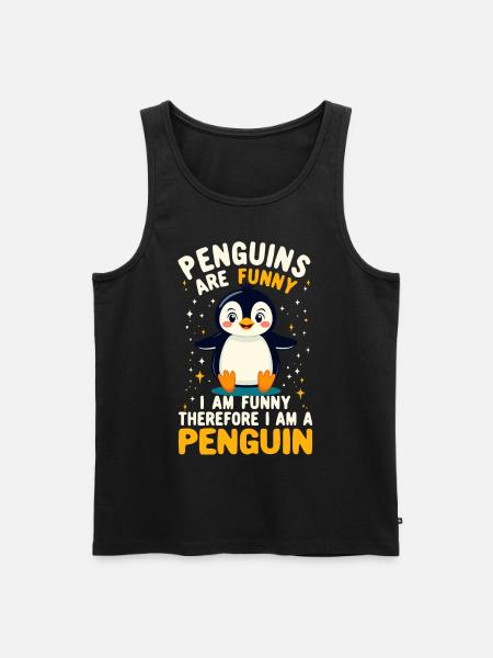 Penguin, Funny, Penguins Are Funny, Penguin - Men's Premium Organic Tank Top - black
