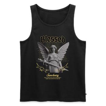 Engel Mighty Streetwear Design - Men's Premium Organic Tank Top - black - Front - AI Model Male 178 light (178cm)