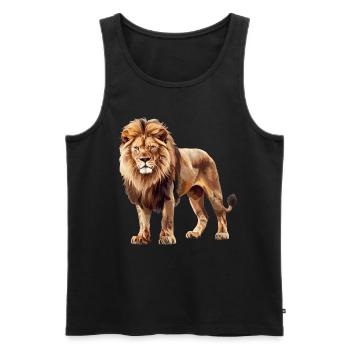 Lion Löwen Löwe - Männer Premium Bio Tank Top - Schwarz - Vorne - AI Model Male 178 light (178cm)