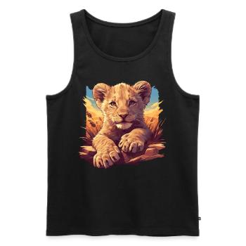 Lion Löwen Löwe - Männer Premium Bio Tank Top - Schwarz - Vorne - AI Model Male 178 light (178cm)