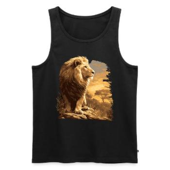 Lion Löwen Löwe - Männer Premium Bio Tank Top - Schwarz - Vorne - AI Model Male 178 light (178cm)