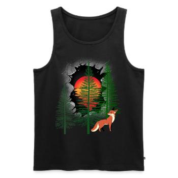 Habitants de la forêt Renard Renards Coucher de soleil Conte de fées - Débardeur bio Premium Homme - noir - Devant - AI Model Male 178 light (178cm)