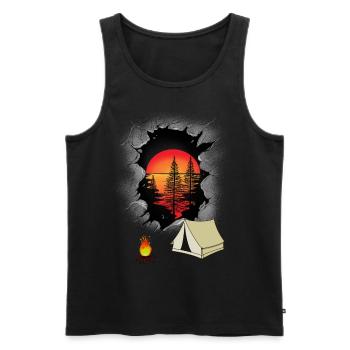 Nature Holiday Holiday Tent Camping Nature Lovers - Men's Premium Organic Tank Top - black - Front - Michal (187cm)