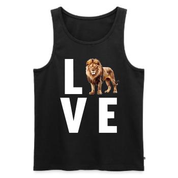 Lion Löwen Löwe - Männer Premium Bio Tank Top - Schwarz - Vorne - AI Model Male 178 light (178cm)