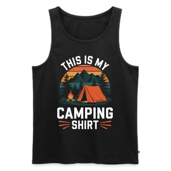 C’est ma chemise de camping Campen - Débardeur bio Premium Homme - noir - Devant - Michal (187cm)